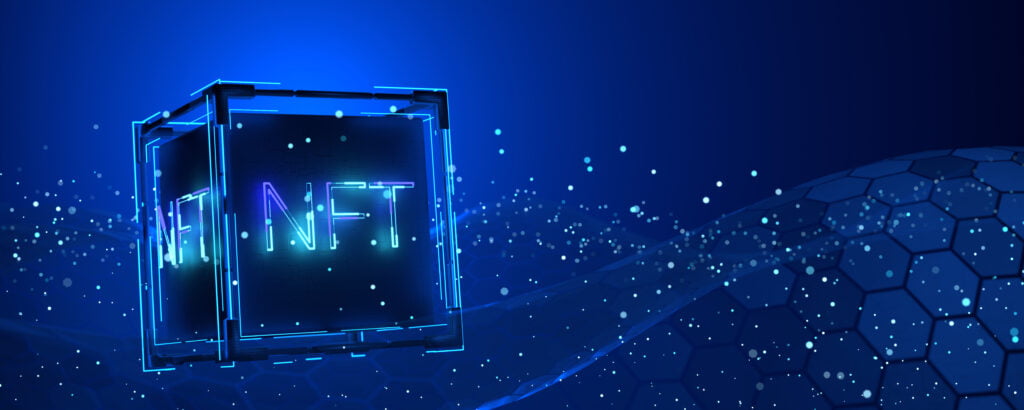 Non-fungible NFT tokens concept on dark background - NFT word on abstract technology surface 3D render - NFT News Today